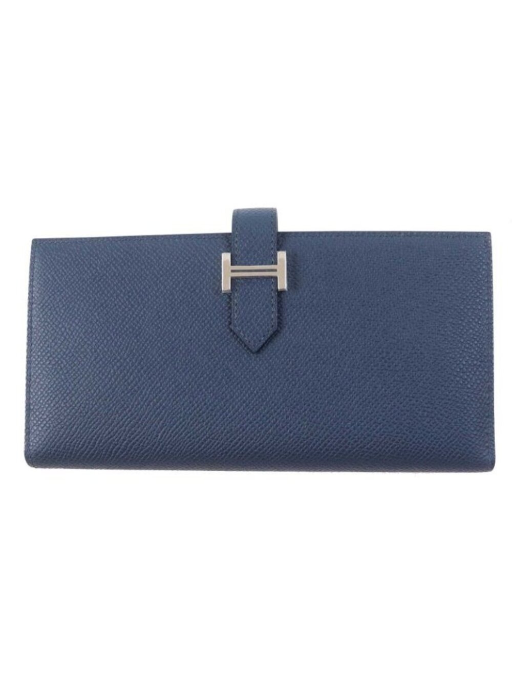 Hermes Bearn Soufflet Verso Blue Prus Vert Fizz Silver Hardware Veau Epsom Long